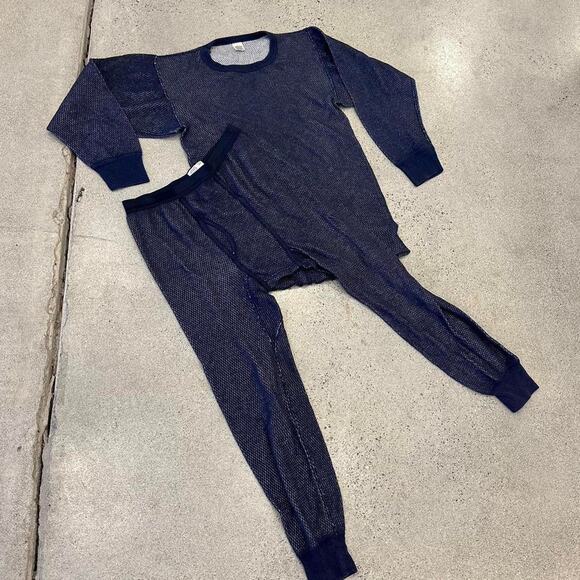 Morgan Mills Performance Mens Medium Navy Thermal PJ Set - Picture 1 of 2